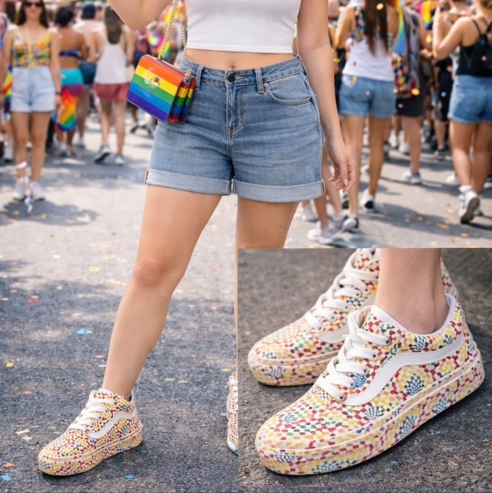 VANS Old Skool Pride Platfor Skate Shoes Size 6.5 New